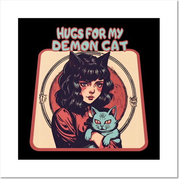 Hugs for my demon cat Wall Art by Ilustradamus